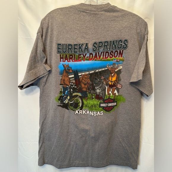 Harley Davidson Motorcycle Freedom Road Shirt Adult Gray Men’s L Eureka Springs - Picture 5 of 8